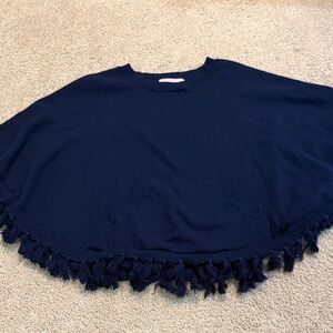 Lilly Pulitzer Girls Navy Poncho with Fringe size small